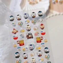1张可爱卡通人物美甲贴纸，5D立体浮雕卡通美甲贴纸，款式随机，新年礼物，情人节礼物，复活节礼物 - 彩色 - 查看 3