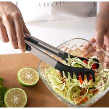 Stainless Steel & Silicone Tongs, Heat Resistant Food Clip, Kitchen Tongs For Barbecue, Pasta, Bread, Salad, Fruit - Multicolor - View 7