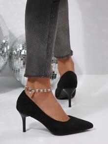 2026 Spring New Women's High Heel Pumps, Fashionable Minimalist Casual Lightweight, Solid Color Elegant Versatile Ladies' New Style - 黑色 - 查看 4