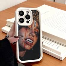 Funda de teléfono de moda, compatible con varios modelos de ,  y , funda de teléfono con diseño de maquillaje de sangre de chica de terror para modelos de ,  y , protector de teléfono, fundas de pareja, regalo para novio o novia, presente de vacaciones, este es un regalo popular para amigos o socios, adecuado para ocasiones de negocios. Duradera, resistente a las manchas y a las huellas dactilares, esta nueva funda para teléfono de hombres y mujeres es un gran regalo. - Blanco - Ver 2