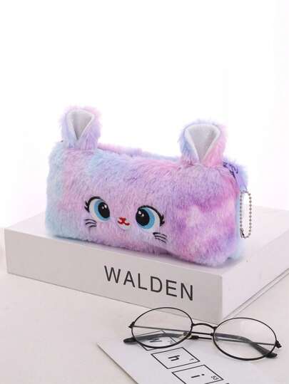 1pc Plush Pencil Case, Student Stationery Bag, Pencil Box, Girls Organizer Pouch