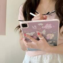 Minimalist Butterfly, Tulip, Rabbit Design Transparent Acrylic Protective Case Compatible With Apple IPad 2020/2025 Air 6 Without Pencil Slot, 5th Gen, 2022 10th Gen 9.7, 8, 10.2 Inch, IPad Pro 11 Cute Cartoon Shockproof Cover - Multicolor - View 7