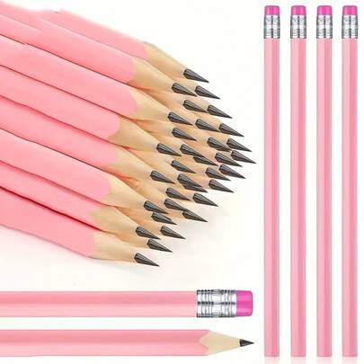 1/5/10/20/30pcs Pink Wedding Pencils With Erasers, Wooden HB Pencils With Erasers, Suitable For School Drawing, Sketching, Wedding, Office Supplies, New Year And Valentine's Day Gifts, Back To School, Art Supplies, Student Stationery, Learning Accessories