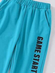 2pcs/Set Older Boys' Casual Gaming Controller Print Long Sleeve Sweatshirt And Pants Suit, Street Fashion Warm Outfit For Spring, Autumn & Winter - Blue - View 8