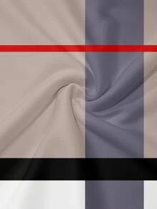 Men's Plaid Print Business Casual Polo Shirt And Shorts Set - Multicolor - View 3