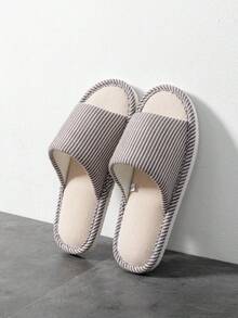 Unisex Soft Bottom Slippers, Minimalist Striped Quiet & Comfortable House Slippers For Bedroom & Living Room On Wooden Floor, Suitable For All Seasons - Coffee Brown - View 7