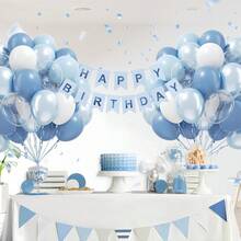 A Set Of 10-Inch Latex Balloons (45pcs/30pcs), Available In Peacock Blue, Macaron Blue, Pearlescent Light Blue, White And Clear. Suitable For Valentine's Day Balloon Arches, Birthdays, Weddings, Confessions, Anniversaries, New Year - Multicolor - View 2