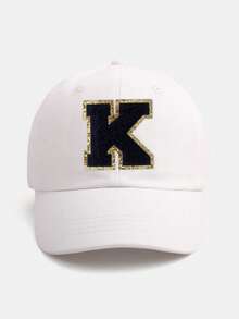 1PC Personalized Initial Letter Baby Baseball Cap (A-Z Options) - White Adjustable Daily Sun Hat For 3 Months To 2 Years, Toddler Cap With Brim - White - View 12