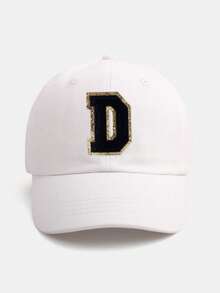 1PC Personalized Initial Letter Baby Baseball Cap (A-Z Options) - White Adjustable Daily Sun Hat For 3 Months To 2 Years, Toddler Cap With Brim - White - View 55