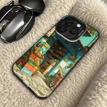 Funda para teléfono diseño vintage de tienda en azul claro con impresión de frutas y flores coloridas para iPhone 14 Pro Max  Galaxy S23 Plus, opción de regalo ideal para todas las estaciones - Negro - Ver 5