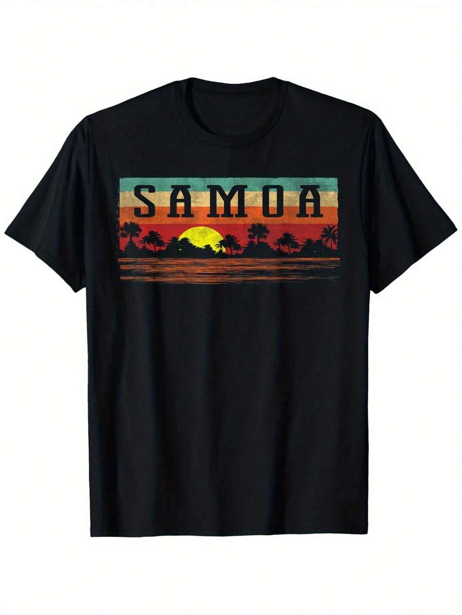 Camiseta Vintage Estilo Antiguo Samoa, Camiseta Samoa, Estilo Suelto Nueva Camiseta Unisex de Manga Corta, Casual Cómoda, Algodón Puro - Negro - Ver 1