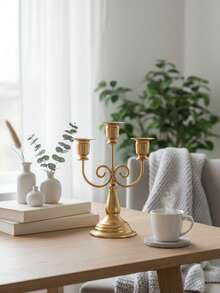 1pc/Set Vintage 3-Arm Metal Candle Holder, Simple Creative Forged Candle Stand, Suitable For Wedding, Family Gathering, Party, Proposal Ceremony And Dining Table Decor, Can Be Used As Centerpiece Or Candle Holder Decoration, Ramadan Decor, Eid Al-Fitr Gift, Ramadan Decoration - Multicolor - View 19