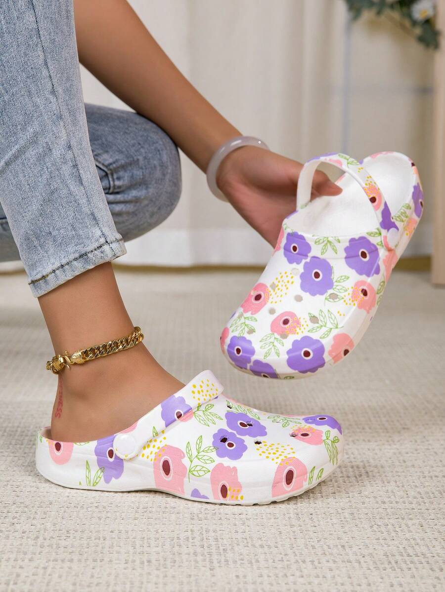 New Women's All-Season Garden Shoes, Adjustable Loose Fit Flat Slippers, Suitable For Bedroom/Travel/Beach - Multicolor - View 1
