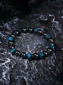 Bransoletka z naturalnego kamienia z niebieskim tygrysim okiem i hematytem, dodająca pewności siebie i ochrony, męska bransoletka z negatywną energią, modna biżuteria do medytacji, unisex, do noszenia na co dzień - Wielokolorowe - Zobacz 5