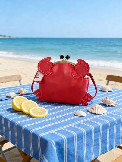 ¡Ideal para trabajo y citas! Bolsa con forma de cangrejo rojo - mini pero espaciosa, diseño exclusivo de bandolera para chicas dulces coreanas: suave de piel y cómoda para llevar