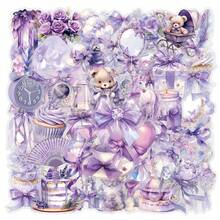62pcs Purple Transparent PET Stickers Aesthetics Stickers For Water Bottles, Diaries, Laptops, Luggage, Bumpers, Cell Phones, Scrapbooks, Scooters, Helmets, Car Cartoon Stickers And Decals, Stickers Can Add A Lot Of Fun To Your Life - Mauve Purple - View 2