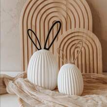 1pc/2pcs Striped Egg-Shaped Silicone Mold, Suitable For Epoxy Resin Crafts, Easter Candle Making, Home Decor, Scented Candles, Resin, Clay, Concrete And Plaster Casting