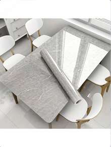 1卷大理石纹自粘墙纸，防水防油耐热厨房装饰墙纸，自粘浴室墙贴，阻燃高温炉灶防溅墙纸，带厚铝箔背衬