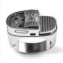 2026 Novelty Lighter Design Ring Decorative Only Finger Accessory For Party Gift New - bạc - Xem 4