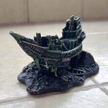 树脂海盗船残骸装饰品 - 水族箱景观配件，适用于淡水和海水鱼缸 - A - 查看 8