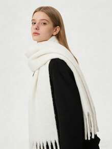 女士冬季围巾，保暖披肩，营造氛围，保护颈部，流苏围巾