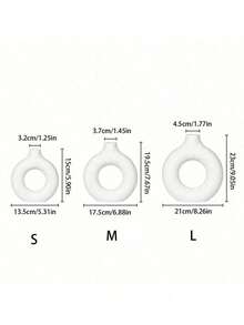 3pcs/2pcs/1pc Donut Vase, Pampas Grass Round Vase, Matte White, Plastic Flower Vase, Home Decor Vase, Ideal Gift For Wedding, Birthday Party - Multicolor - View 3