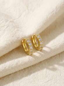 1 Pair Elegant Zirconia Inlaid Earrings, Suitable For Children, Girls, Family, Friends, Classmates, Parties, Banquets, Festivals, Dates, Summer Beach Vacations, And Daily Wear As Jewelry Gifts