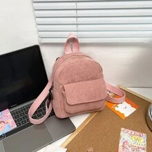 Mochila minimalista de unicolor de nailon, versátil y de moda - Rosa - Ver 6