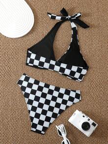 Bộ bikini nữ thanh lịch, thoải mái, gợi cảm, hở lưng, thắt nút, thích hợp cho kỳ nghỉ và bãi biển. - màu đen - Xem 2