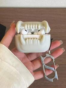 1pc Unique Tooth Shaped Earphone Case Compatible With Apple Pro 2nd Gen, Protective Cover Compatible With Apple Wireless Bluetooth Earphones 1/2/3/4, Funny Earphone Box (Earphones Not Included) - White - View 2