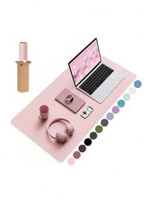 1件纳帕皮革桌面垫，保护垫，鼠标垫，办公桌垫，防滑PU皮革桌面吸墨垫，笔记本电脑桌面垫，皮革鼠标垫，防水皮革易清洁键盘垫鼠标垫，美甲桌面垫，柔软超细纤维PU皮革美甲垫，可折叠美甲休息垫，可重复使用的桌面美甲垫，亚克力美甲桌面垫，防水桌面书写垫，适用于办公室（粉色和黑色） - 彩色 - 查看 12