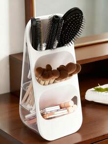 2pcs Multi-Functional Makeup Storage Box, Drainage Cutlery Organizer, Large Capacity Countertop Storage Rack, Suitable For Kitchen, Vanity, Bathroom, Bedroom, Office Desk - Makeup Tools, Kitchen Storage, Bathroom Accessories, Valentine's Day , Makeup Room Decor,Makeup Bag,Travel Essential - 彩色 - 查看 1