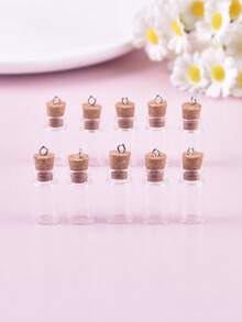 10pcs Mustard Seed Glass Bottle Pendant, Faith, Power, Belief Pendant, Earring, Necklace DIY Jewelry Accessories For Women - Apricot - View 3