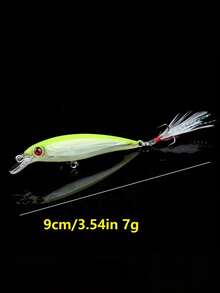 Minolua 饵料 - 一套带羽毛钩的人造饵料 - 亮面人造摆动鱼饵，ABS材质，适用于鲈鱼垂钓，含鱼钩 - 彩色 - 查看 5