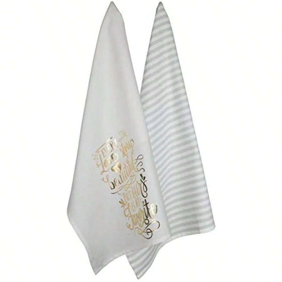 DII Toallas de algodón para Platos, perfectas para Bodas, Regalo de inauguración de la casa, Table Runner 14x72 - Mr. & Mrs, Table Runner 14x72, 1(Dishtowels - Love Story) - Multicolor - Ver 1