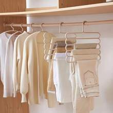 5Pcs Multi Layers Pants Hanger Space-Saving Pants Organizer Closet Trousers Scarves Storage Rack(White:31cm X 30.5cm) - 白色 - 查看 2