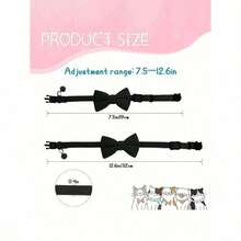 1pc Fashionable Adjustable Pet Collar With Bell And Bow Tie - Suitable For Cats And Small Dogs - Multicolor - View 2