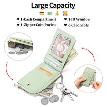 New Zipper Card Holder Embossed Design Large Capacity Multi-Card Slot Card Women's Coin Purse With Ring - 印花黑[無盒子]防盜刷 - 查看 5