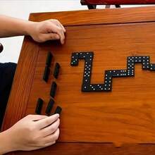 新品上市！28片黑色多米诺骨牌，木盒包装，木制多米诺骨牌游戏套装，完美礼物之选——生日礼物、男孩礼物、女孩礼物、圣诞礼物 - 彩色 - 查看 8