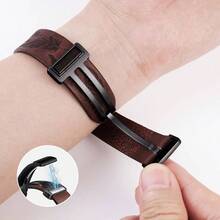 Genuine Leather Watch Band With Western Engraved Pattern, - Design, And Magnetic - Compatible With Watch Ultra SE2 SE Series 8 6 5 4 3 2 1 - Khóa màu nâu/đen + 42/44/45/49mm - Xem 4