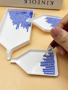 5个塑料钻石画分拣托盘，钻石托盘，尖头设计，易于使用，适用于DIY 5D钻石艺术工艺品 - 白色 - 查看 5