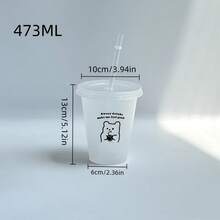 1个可爱便携式珍珠奶茶杯，带盖和吸管 - 防漏、可冷冻塑料咖啡杯，适合旅行、办公、露营 - 户外活动、健身的理想之选，16盎司和24盎司可选，可重复使用的塑料水瓶饮料杯 - 彩色 - 查看 3