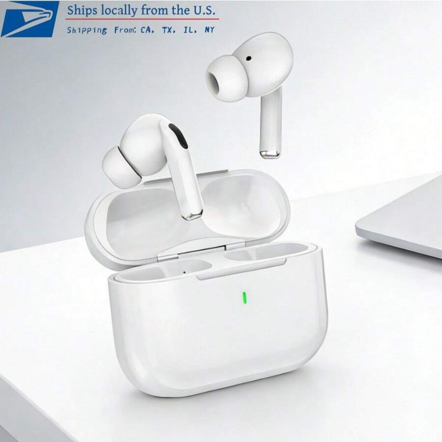 2026 New Wireless Earphones, Wireless Bluetooth Earphones, Active Noise Cancelling Earphones, Wireless Charging Case With Microphone, Long-Lasting Playback Time, In Ear High Fidelity Stereo Earphones, Suitable For Android Phones - 白色 - 查看 1