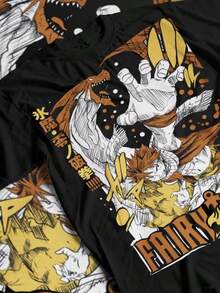 Gray Fullbuster, Gajeel Redfox, Fairy Tail Guild, Happy, Iron Slayer, Slayers, Fairy Tail Natsu Dragneel Shirt - màu đen - Xem 1