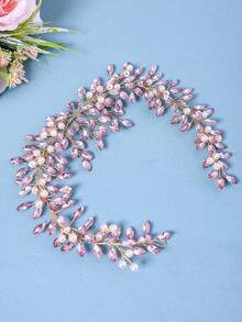 1pc Elegant Baroque Romantic Crystal Headband, Bridal Wedding Hair Accessory, Women's Formal Event Party Headpiece - 淡紫色 - 查看 4
