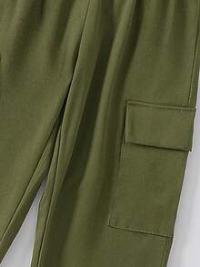 两件套幼儿男童夏季卡通恐龙印花短袖上衣和工装裤休闲装 - 軍綠色 - 查看 9