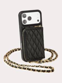 1 件菱形香味手机袋/手机壳，奢华绗缝皮革配羊毛图案，斜挎带，硬币和卡槽，度假便携式保护套，适用于 17、16、15、14、13、12、11、Galaxy、黑色/杏色/粉色/驼色/勃艮第酒红色/紫色/橙色/玛瑙黑/优雅白