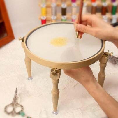 OLizee 4 Pack Portable Wooden Embroidery Hoop Stand With Velvet Bag Stitching Hoop Holder Cross Stitch Hoop Stand Embroidery Hoop Holder Embroidery Sewing Stand For Desktop Upgraded