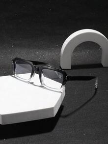 1副男士方形眼镜框，聚碳酸酯镜框，防疲劳防眩光，休闲风格，适合居家办公，带眼镜盒 - 彩色 - 查看 6