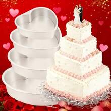 Heart-Shaped Anode Cake Mold - Demolding Base, Anti-Stick Detachable Base, Aluminum Chiffon Cake Mold, Suitable For Birthdays, Parties, Weddings, Oven - Multicolor - View 5